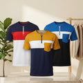 Urban Closett Men's Premium Color Block Round Neck T-Shirt Combo Pack of 3 | Regular Fit | Casual Cotton Blend