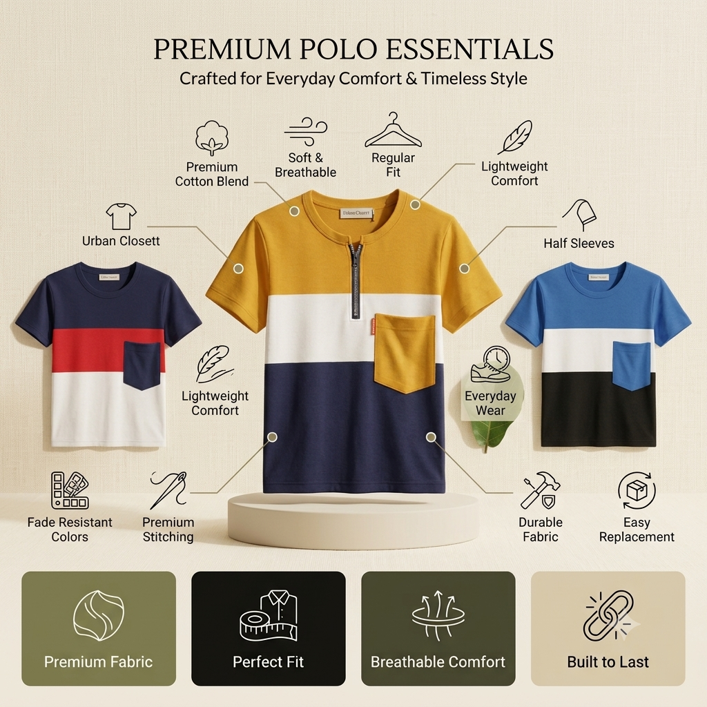 Men's Premium Round Neck Color Block T-Shirts | Combo Pack of 3 | Urban Closett