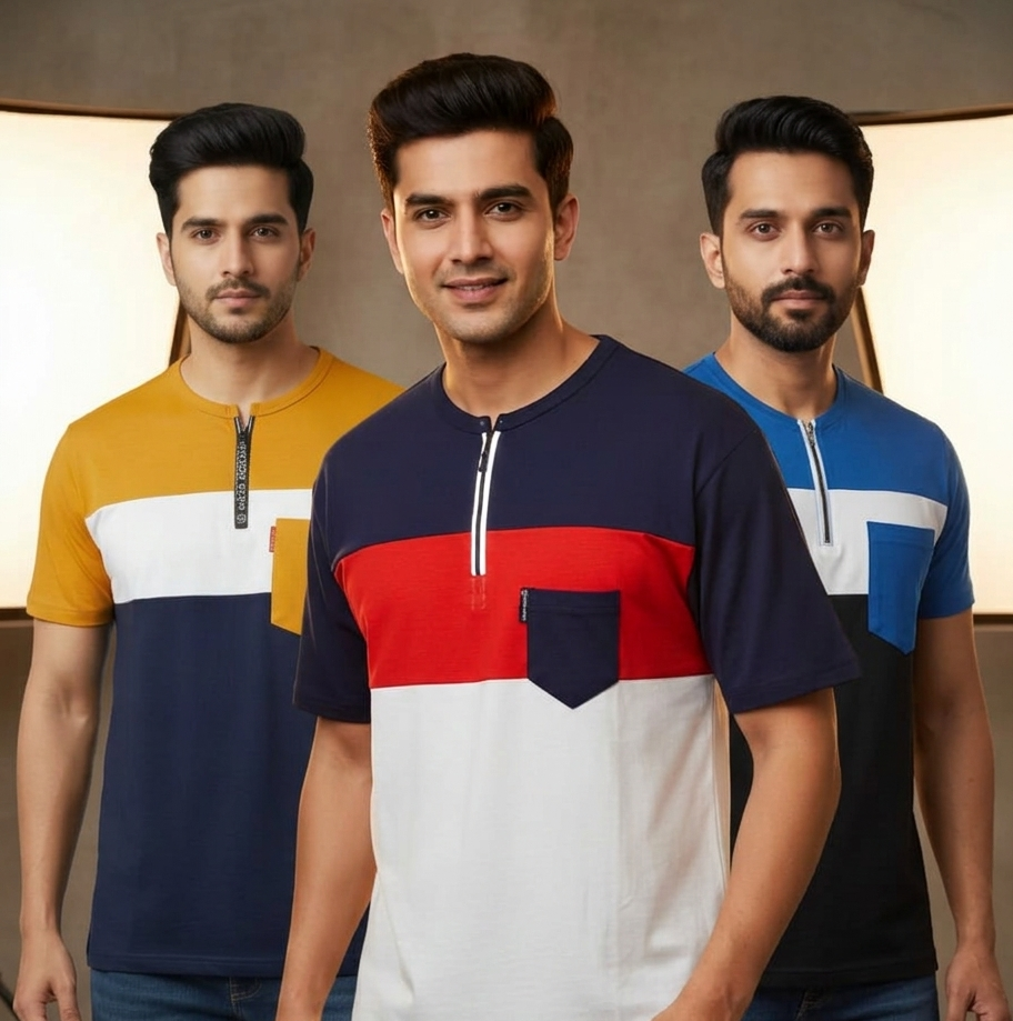 Men's Premium Round Neck Color Block T-Shirts | Combo Pack of 3 | Urban Closett