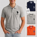 Men's Polo T-Shirt Combo Pack of 3 | Premium Cotton Blend | Navy Blue, Grey & Rust Orange | Urban Closett