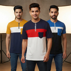Men's Premium Round Neck Color Block T-Shirts | Combo Pack of 3 | Urban Closett