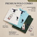 Men's Polo T-Shirt Combo Pack of 3 | Green, Sky Blue & White Polo Tees