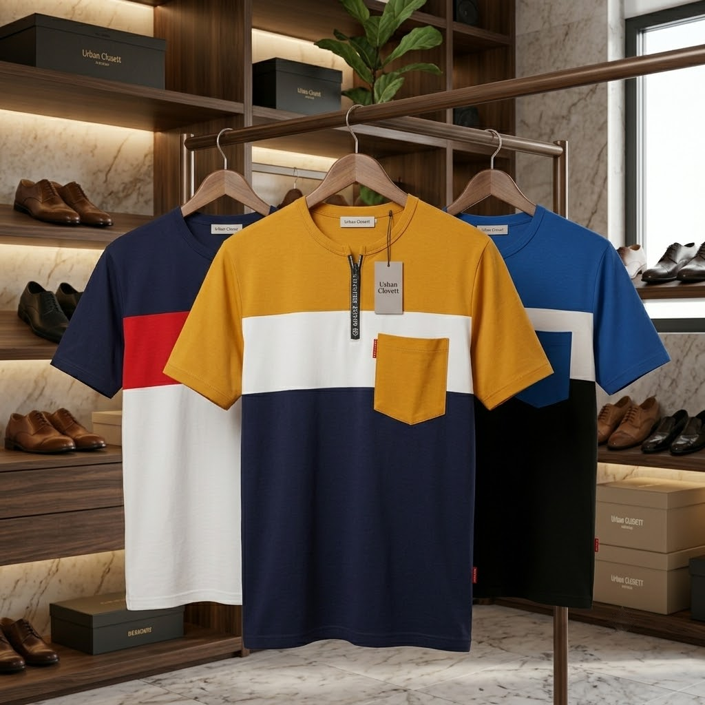 Men's Premium Round Neck Color Block T-Shirts | Combo Pack of 3 | Urban Closett