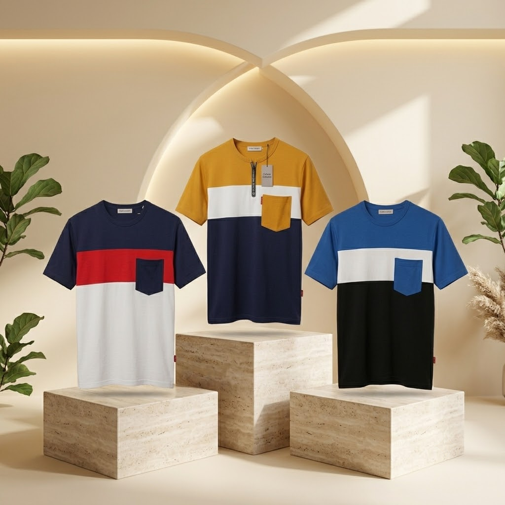 Men's Premium Round Neck Color Block T-Shirts | Combo Pack of 3 | Urban Closett